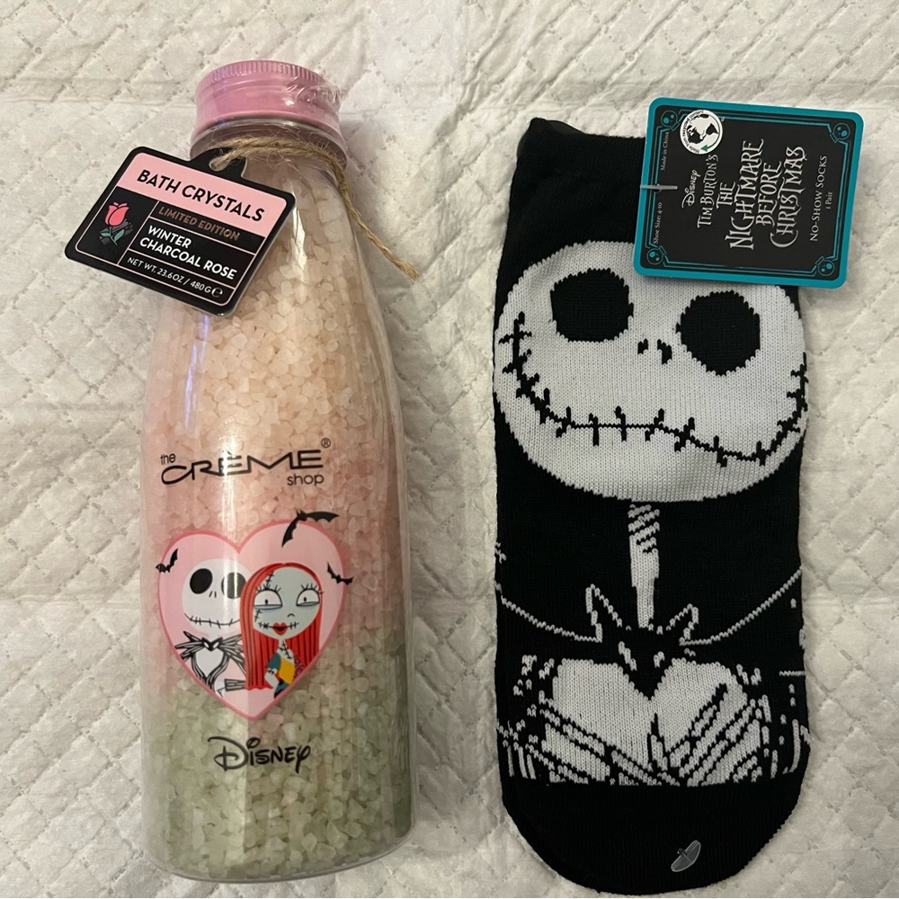 Crème Shop Disney Bath Crystals & Disney Nightmare b4 Christmas Socks Lot Relax!